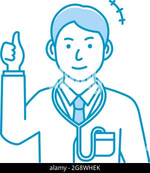 Young male doctor gesture variation illustration | thumb up, OK Stock Vector