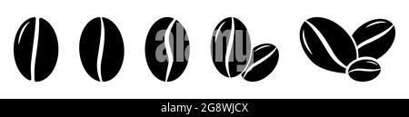 Set of coffee beans icons. Vector illustration isolated on white background Stock Vector