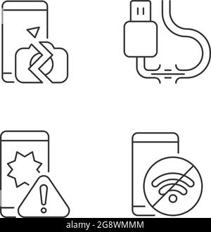 Repair related linear icons set Stock Vector