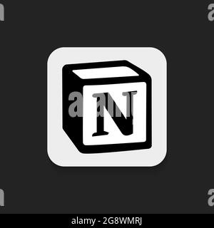 Planning, Effective Work, Project Management App Logo. Isolated Icon Concept. Black Cube with N letter on white Background. Vector illustration Stock Vector