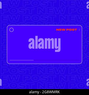 Neon Desktop Post Stroke. Bright Blue Interface for New Post Announcement. Vector illustration Stock Vector
