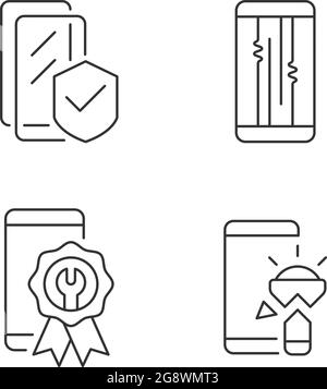 Common phone breakdowns linear icons set Stock Vector