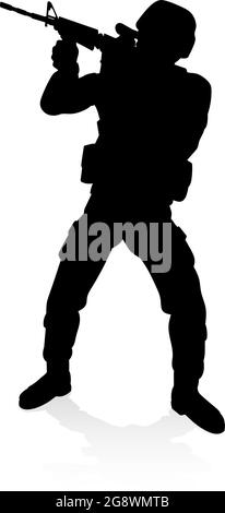 Soldier Detailed High Quality Silhouette Stock Vector