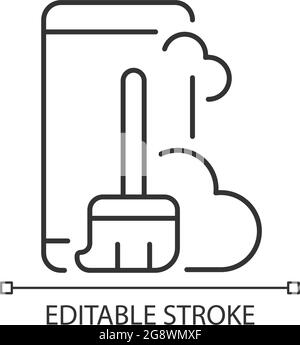 Dust and dirt inside the phone linear icon. Stock Vector
