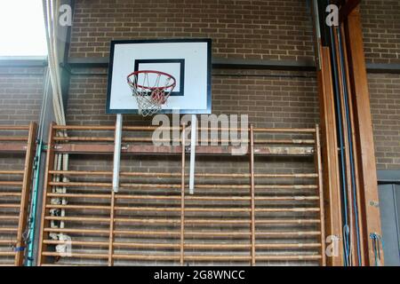 an empty classic wooden style gymnasium in an english secondary school in london england UK Stock Photo