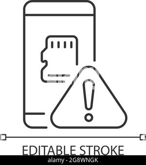 Micro SDcard not working linear icon Stock Vector