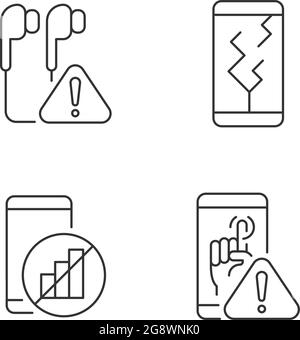 Smartphone breakdowns linear icons set Stock Vector