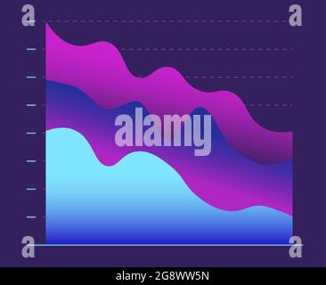 Abstract graph color line moving down. concept of collapse and fall. Stock Vector