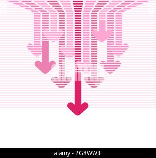 Abstract financial background with red arrows going down. Concept crash. Stock Vector