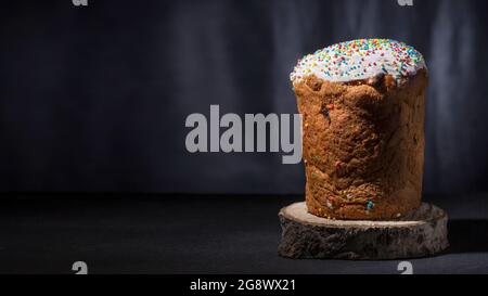 Close-up of Easter on a wooden stand. Easter cake, Christian Easter. Stock Photo