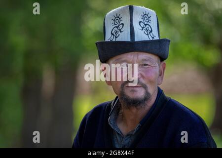 Portrait of Kyrgyz man in Issyk Kul, Kyrgyzstan Stock Photo