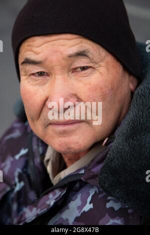 Portrait of Kyrgyz man in Bishkek, Kyrgyzstan Stock Photo