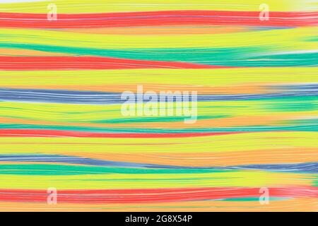 Multicolor paint on the canvas, striped painted background, ink lines texture, colorful aquarelle pattern. Abstract yellow drawing. Stained art wallpa Stock Photo