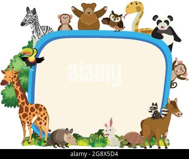 Empty banner with various wild animals illustration Stock Vector Image ...