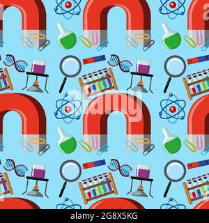 Science learning tools seamless background illustration Stock Vector