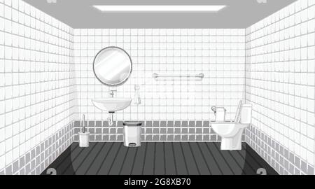Toilet interior design with furniture illustration Stock Vector