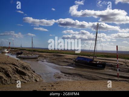 Waiting for the Tide, Heswall Moorings, Wirral Stock Photo