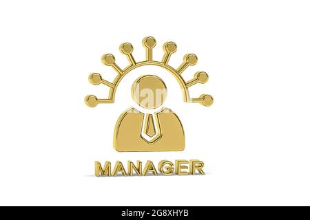 Golden 3d manager icon isolated on white background - 3d render Stock Photo