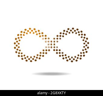 Mobius' loop made of golden dots. Infinity symbol. Number eight. 8 Stock Vector