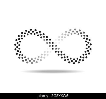 Mobius' loop made of grey dots. Infinity symbol. Number eight. 8 Stock Vector