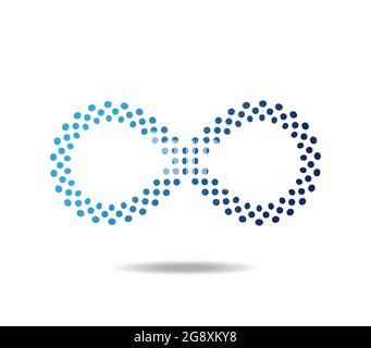 Mobius' loop made of blue dots. Infinity symbol. Number eight. 8 Stock Vector