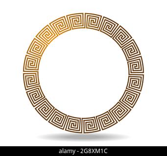 Golden round frame with Greek Meander pattern Stock Vector Image & Art ...
