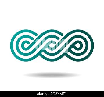 Celtic or Greek linear pattern woven from three golden lines. Infinity ...