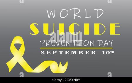 Banner For World Suicide Prevention Day, September 10th With Yellow Ribbon Stock Vector