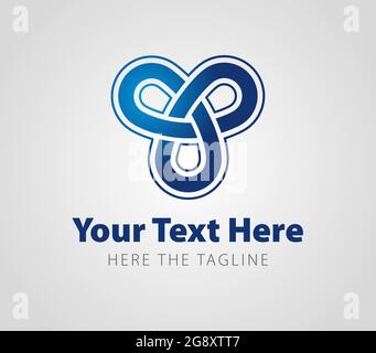 Outlined mobius loop composed of three loops. Maritime ready logo. Propeller, road junction Stock Vector