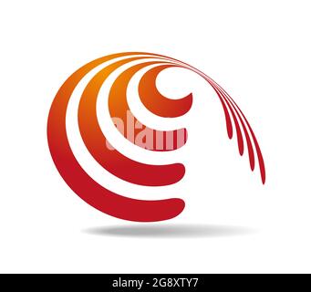 Several parallel orange lines wound around a transparent cone. Logo Stock Vector