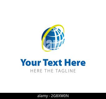Globe surrounded by a green circle. Ready logo Stock Vector
