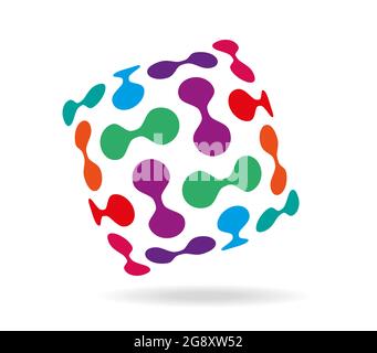 Transparent pillow made of connected pairs of colorful dots. Diagonally Stock Vector