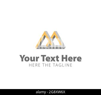 Impossible figure made of triangles. Ready logo Stock Vector