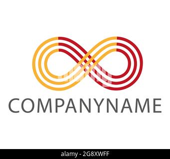 The sign of infinity in red and yellow. Mobius loop. Three lines. Ready logo. Sign of endless. Infinity symbol Stock Vector