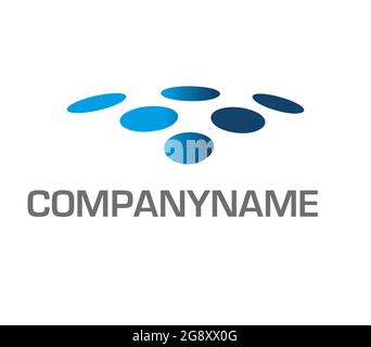 Levitating six blue dots. Ready logo Stock Vector