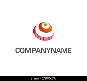 Orange spiral on sphere icon. Ready logo Stock Vector