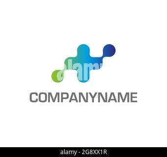 Stain made of printing dot raster in blues and greens. Ready logo Stock Vector
