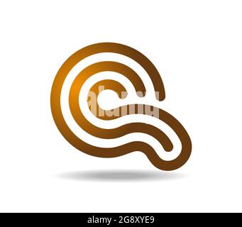 Golden logo in shape of a letter Q made of three lines Stock Vector