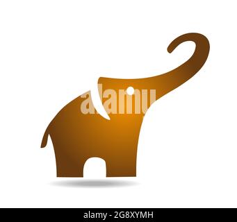 Golden simple happy elephant logo Stock Vector