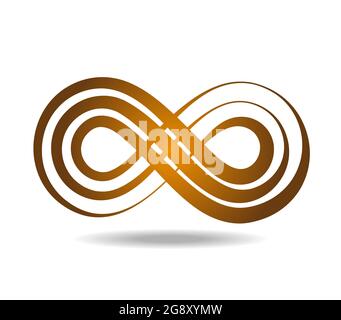 Mobius loop made of three golden lines. Drawn on a sphere. Infinity ...