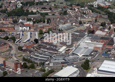 aerial view of Mill Gate Shopping Centre in Bury town centre, Greater Manchester Stock Photo