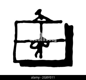 A wrapped gift in the form of a picture hung on a nail Stock Vector
