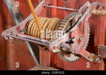 Slaughterhouse cable, Big Horn County Historical Museum, Hardin, Montana Stock Photo