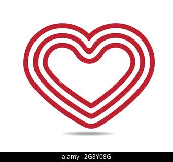 A heart made of three parallel red lines. Love valentine Stock Vector