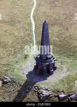 aerial view of Stoodley Pike Monument near Todmorden Stock Photo