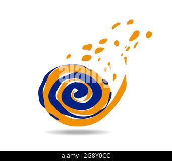 Logo in the shape of two intertwined spirals and dots pouring out of them Stock Vector