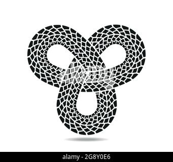 Mobius loop with three elements made from the trace of a car tire Stock Vector