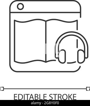 Audiobook online platforms linear icon Stock Vector