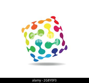 Transparent pillow made of connected pairs of colorful dots. Diagonally Stock Vector