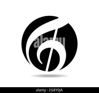 Treble clef in a hole. Joy and music. Stock Vector